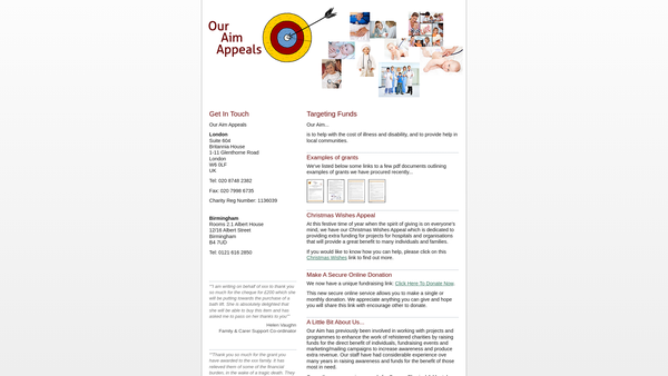 Screenshot of the Our Aim Appeals website
