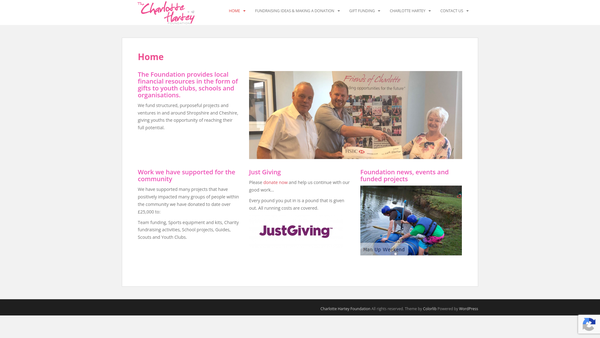 Screenshot of the The Charlotte Hartey Foundation website