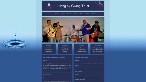 Screenshot of the The Living By Giving Trust website