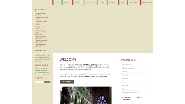 Screenshot of the The Parochial Church Council Of The Ecclesiastical Parish Of Bridlington St Mary website