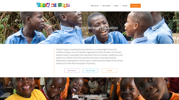 Screenshot of the Child Of Hope website
