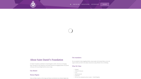 Screenshot of the Saint Daniel's Foundation website