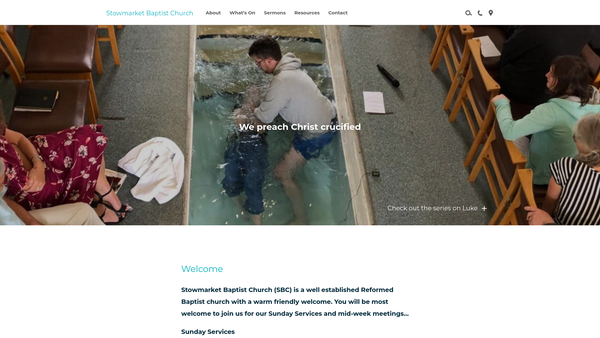 Screenshot of the Bethesda Baptist Church Stowmarket website