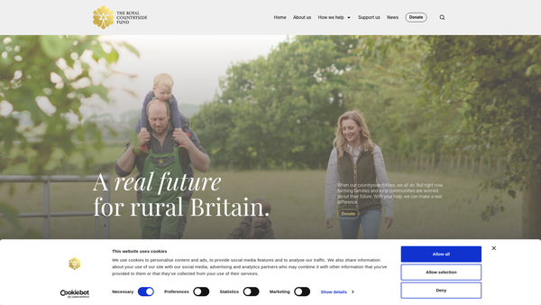 Screenshot of the The Royal Countryside Fund website