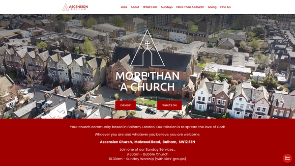 Screenshot of the The Parochial Church Council Of The Ecclesiastical Parish Of The Ascension, Balham Hill website