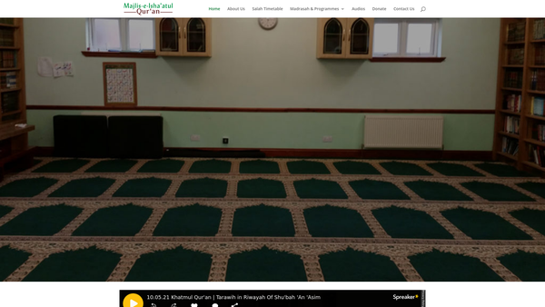 Screenshot of the Majlis-E-Ishaatul Qur'aan website