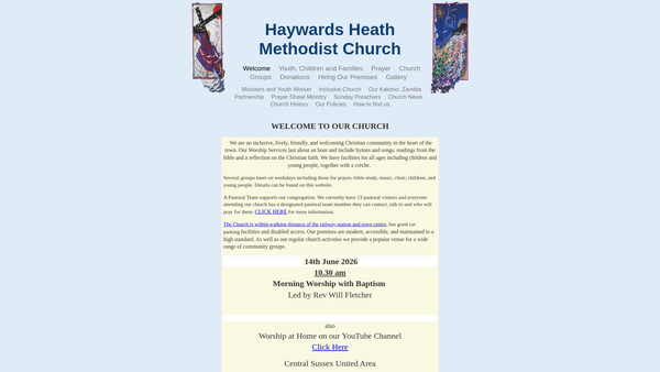 Screenshot of the Haywards Heath Methodist Church website