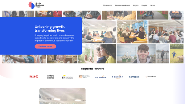Screenshot of the Social Business Trust website