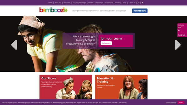 Screenshot of the Bamboozle Theatre Company Limited website