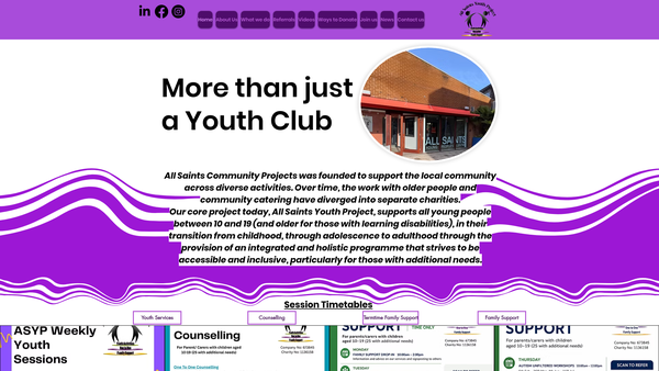 Screenshot of the All Saints Community Projects website