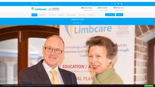 Screenshot of the Limbcare Limited website