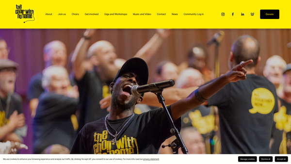 Screenshot of the The Choir With No Name website