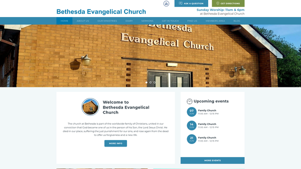 Screenshot of the Bethesda Evangelical Church ( Warrington ) website