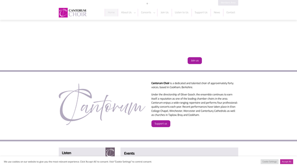 Screenshot of the Cantorum Choir website