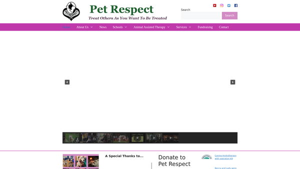 Screenshot of the Pet Respect Limited website