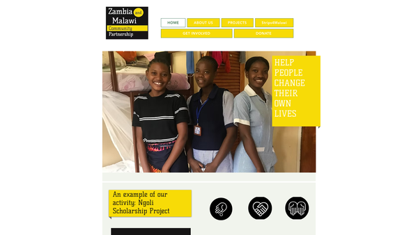 Screenshot of the Zambia and Malawi Community Partnership website