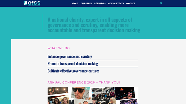 Screenshot of the Centre for Governance and Scrutiny website