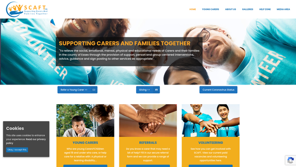 Screenshot of the Supporting Carers And Families Together website