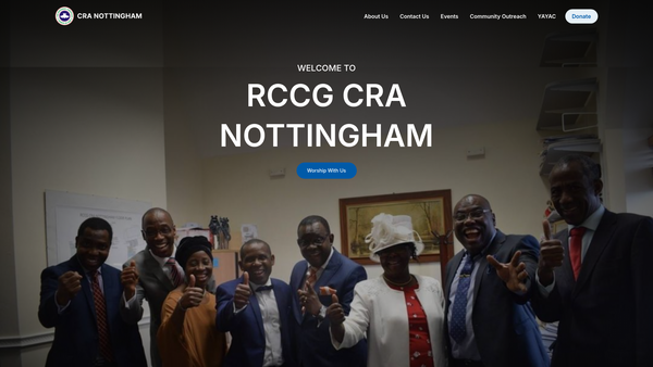 Screenshot of the Redeemed Christian Church Of God Covenant Restoration Assembly Nottingham website