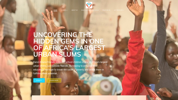 Screenshot of the Kanzi-Kibera Friends Ltd website