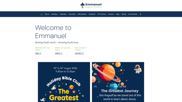 Screenshot of the Emmanuel Baptist Church Leeds website