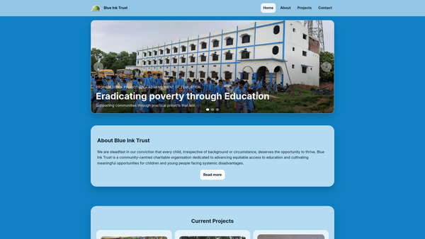 Screenshot of the Blue Ink Trust Ltd website