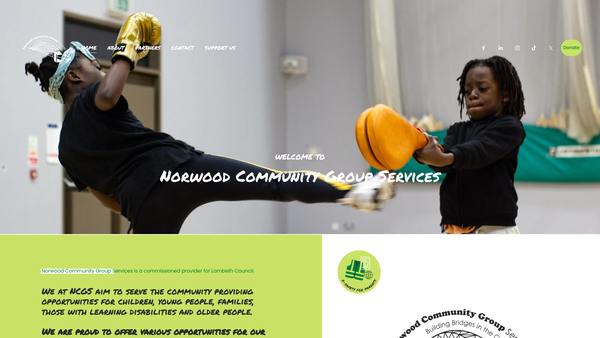 Screenshot of the Norwood Community Group Services Limited website