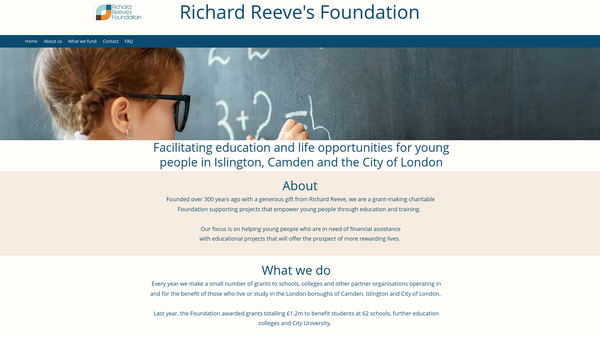 Screenshot of the Richard Reeve's Foundation website