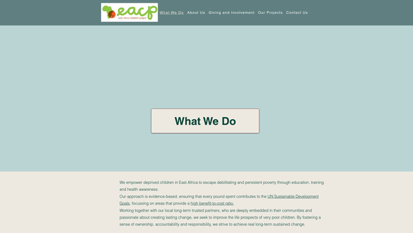 Screenshot of the East Africa Children's Project website