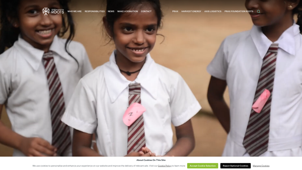 Screenshot of the Roots website