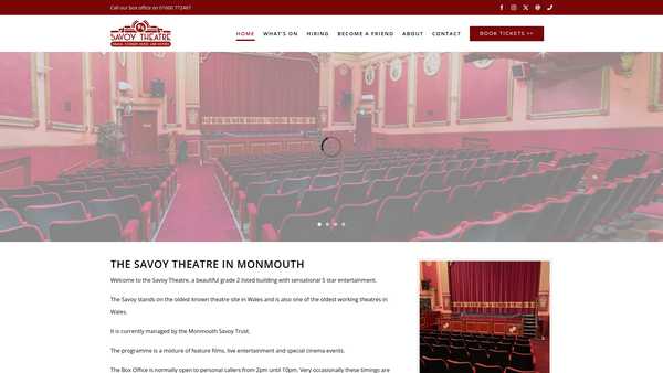 Screenshot of the The Monmouth Savoy Trust website