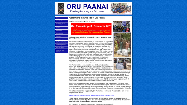 Screenshot of the Oru Paanai website