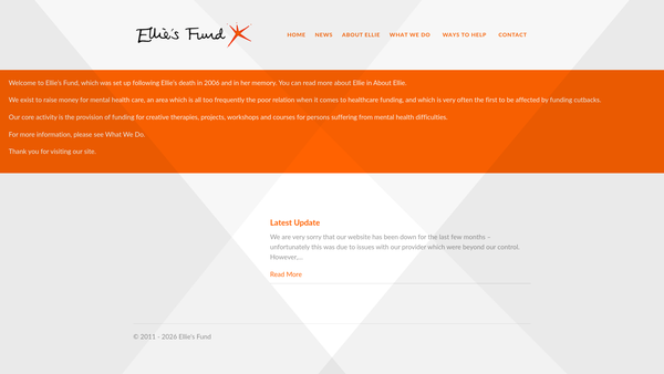 Screenshot of the Ellie's Fund website