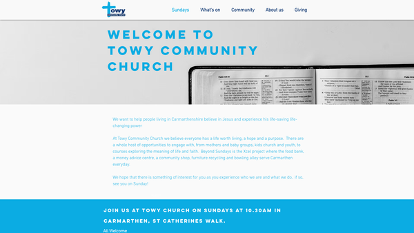 Screenshot of the Towy Community Church website