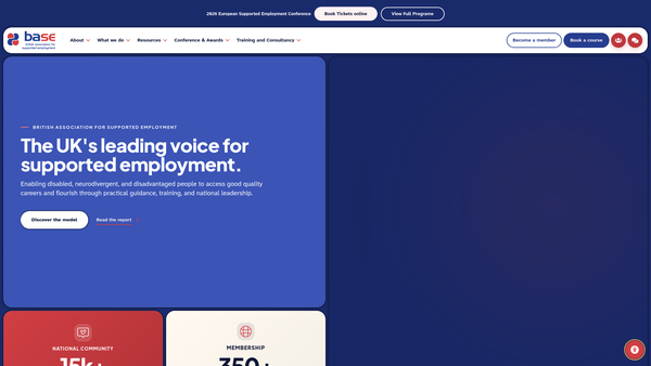 Screenshot of the British Association For Supported Employment website