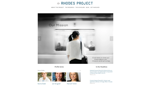Screenshot of the The Rhodes Project website