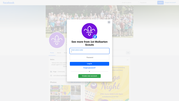 Screenshot of the 1st Mulbarton Scout Group website