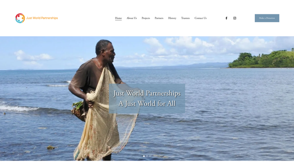 Screenshot of the Just World Partnerships website