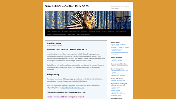 Screenshot of the The Parochial Church Council Of The Ecclesiastical Parish Of St Hilda With St Cyprian, Crofton Park website