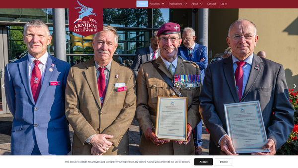 Screenshot of the The Arnhem 1944 Fellowship website