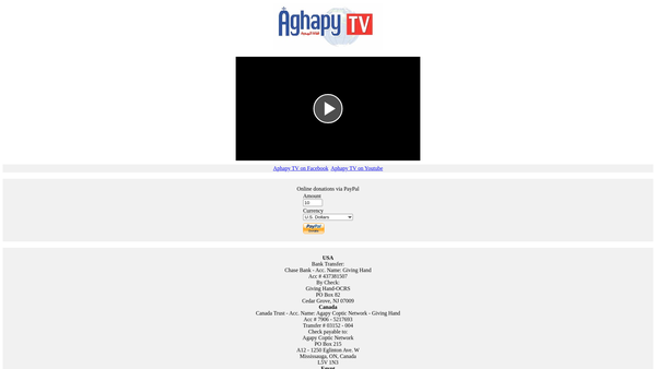 Screenshot of the Aghapy TV Limited website