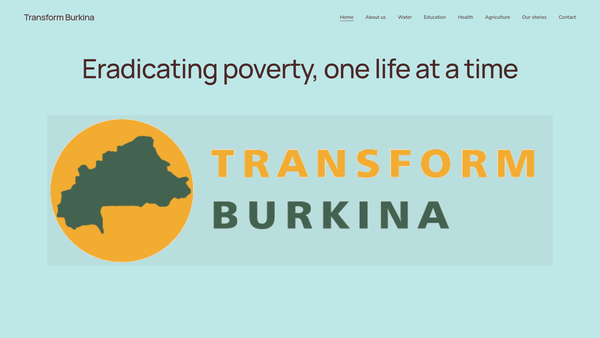 Screenshot of the Transform Burkina website
