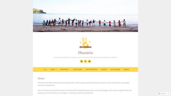 Screenshot of the Phunzira website