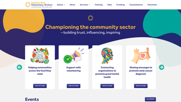 Screenshot of the Cheshire West Voluntary Action website