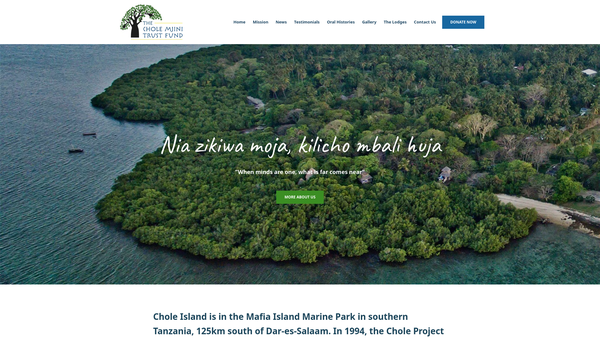 Screenshot of the The Chole Mjini Trust Fund website