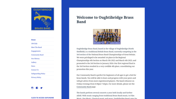 Screenshot of the Oughtibridge Brass Band website