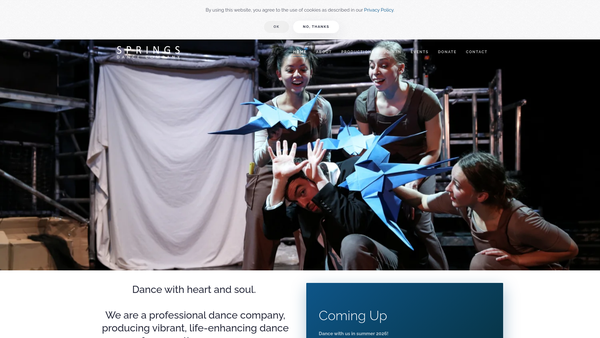 Screenshot of the Springs Dance Company website