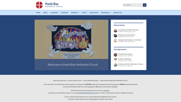 Screenshot of the Poole Bay Methodist Circuit website