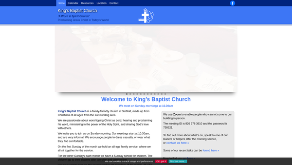 Screenshot of the King's Baptist Church website