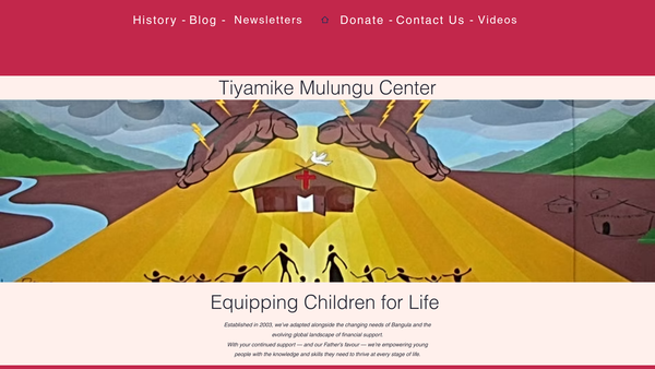 Screenshot of the Tiyamike Mulungu Centre UK website